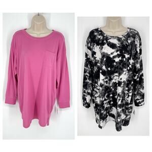 Jenni NEW Women's 2 Pack Bundle Sleep Shirts M White Dynamic, Pink Tease